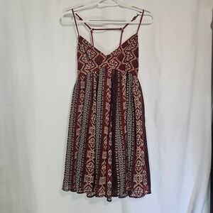 Boho Festival Aztec Print Mini Dress‎ Strappy Lined Sundress
